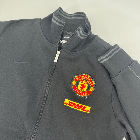 Nike Manchester United Soccer Track Jacket Large Full Zip Black Mens - Picture 1 of 12